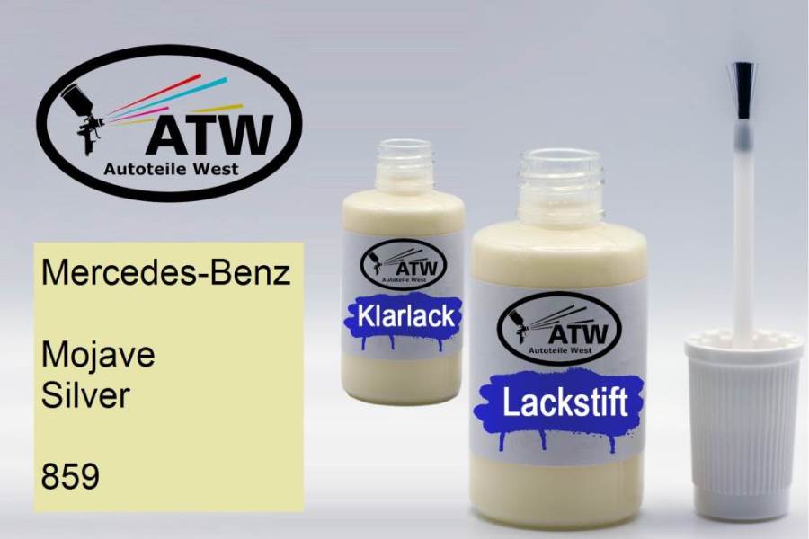 Mercedes-Benz, Mojave Silver, 859: 20ml Lackstift + 20ml Klarlack - Set, von ATW Autoteile West.